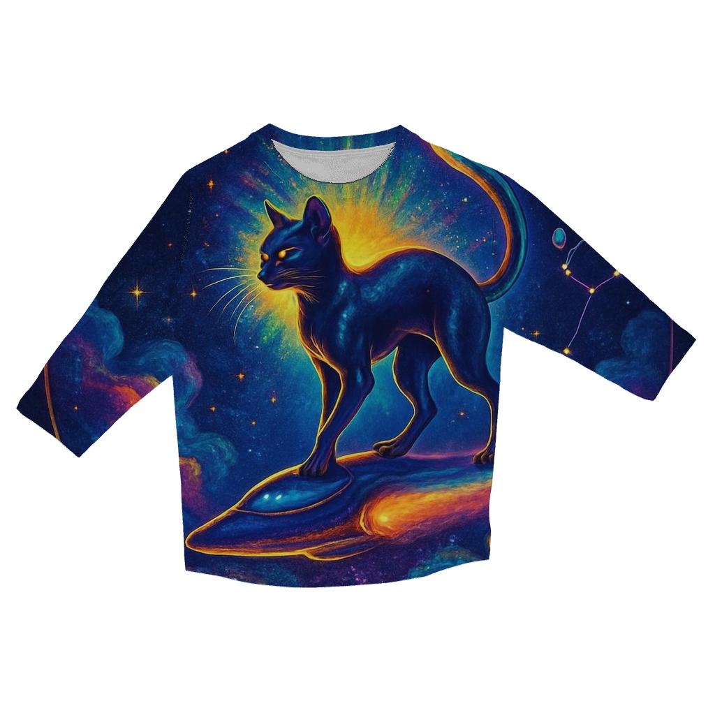 Nebula Navigator Cat casual three quarter sleeve shirts