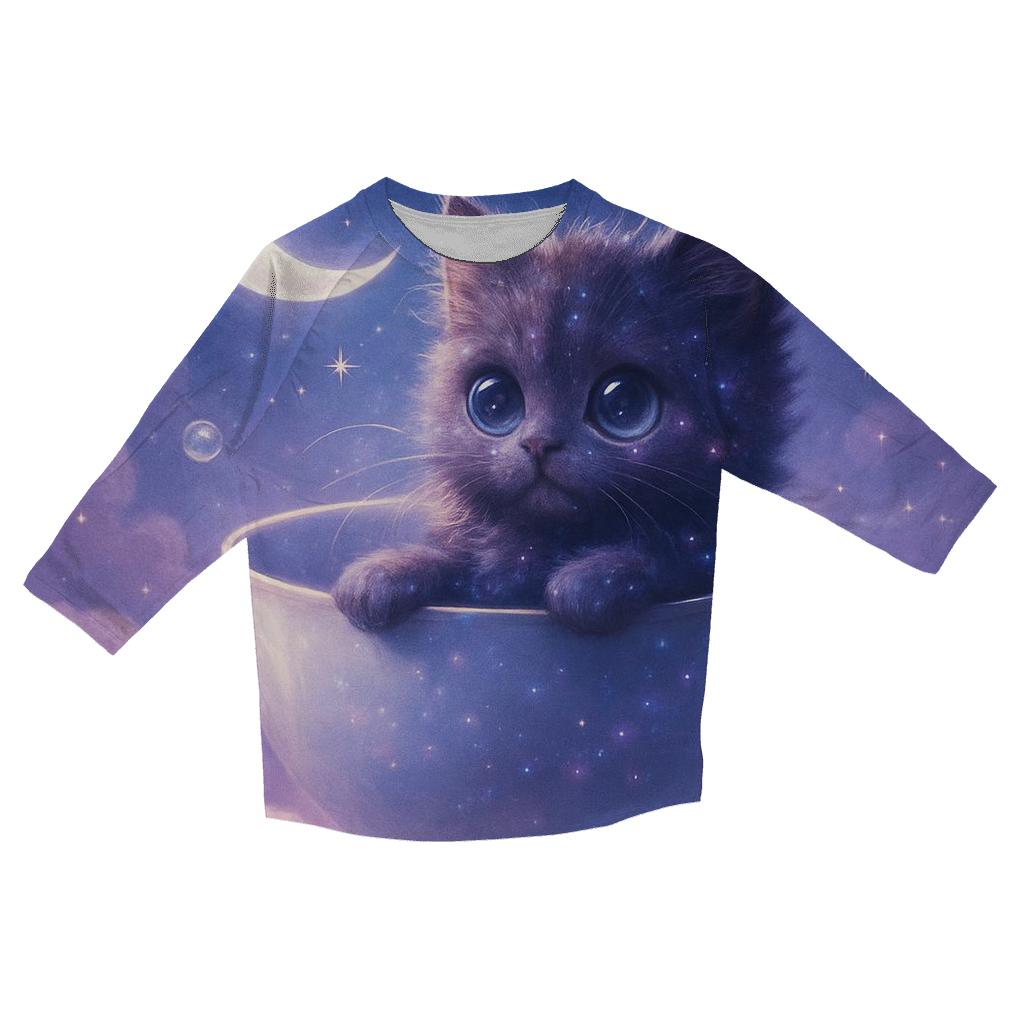 Celestial Teacup Cat designer 3/4 sleeve blouses