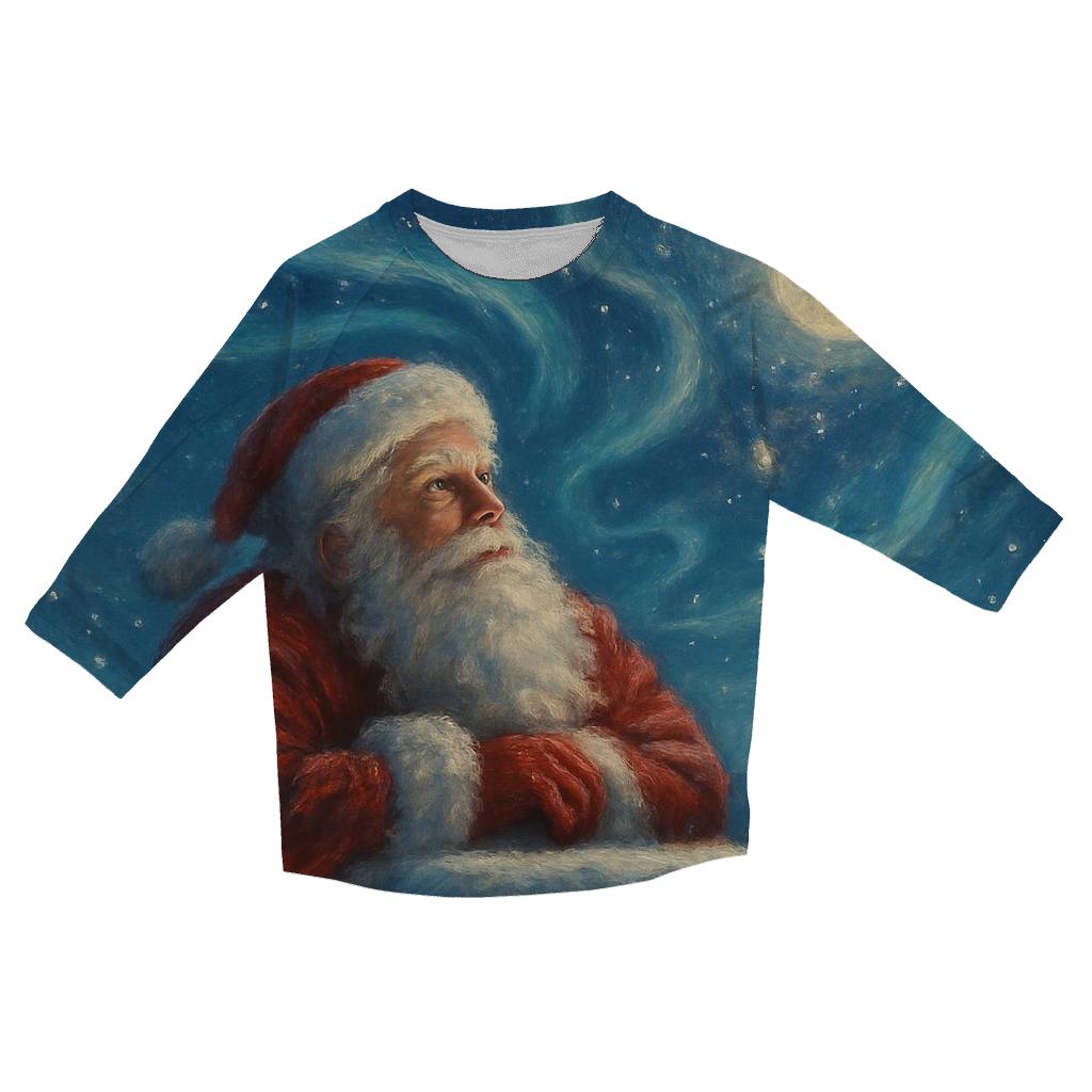 Stargazer Santa On The Rooftop printed three quarter sleeve shirts