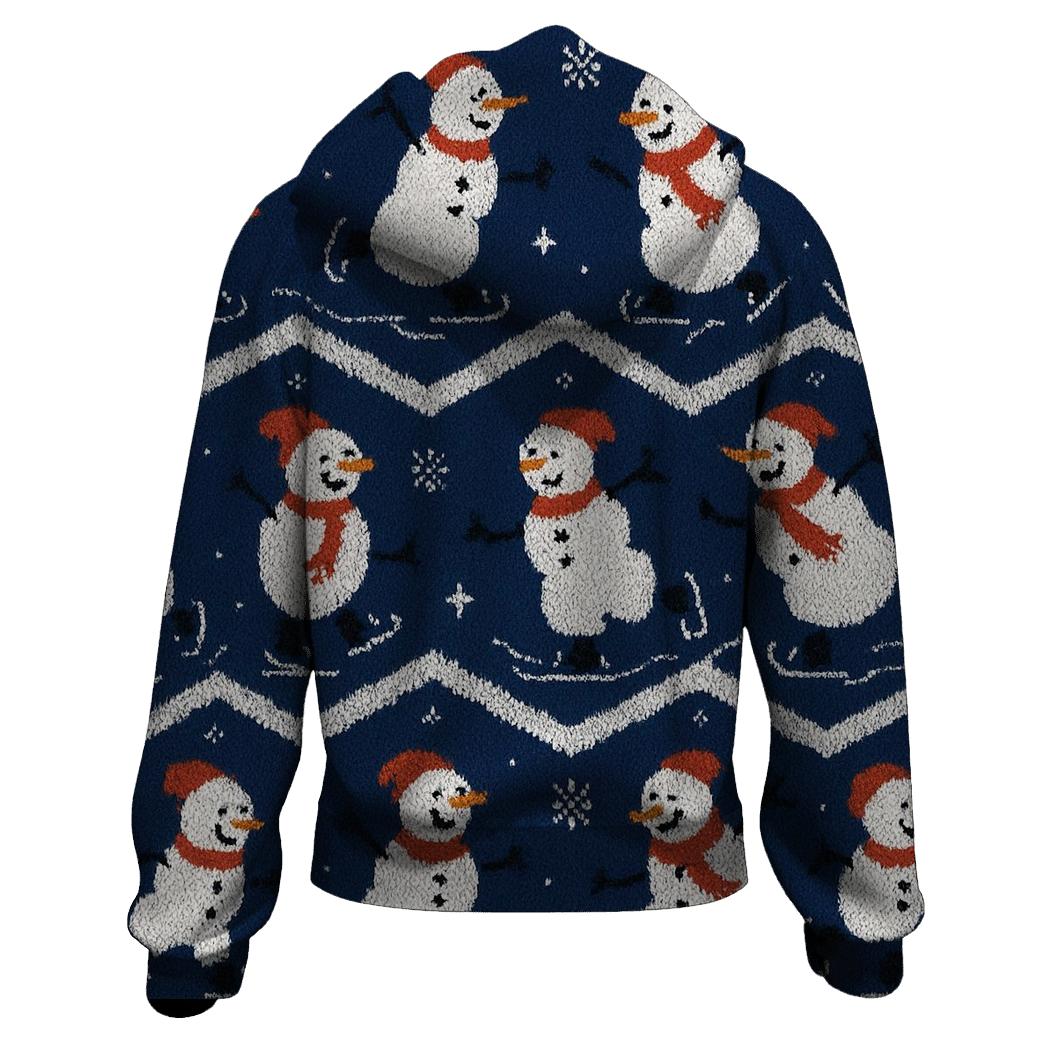 Snowman Skating Zigzag Bands lightweight hoodies