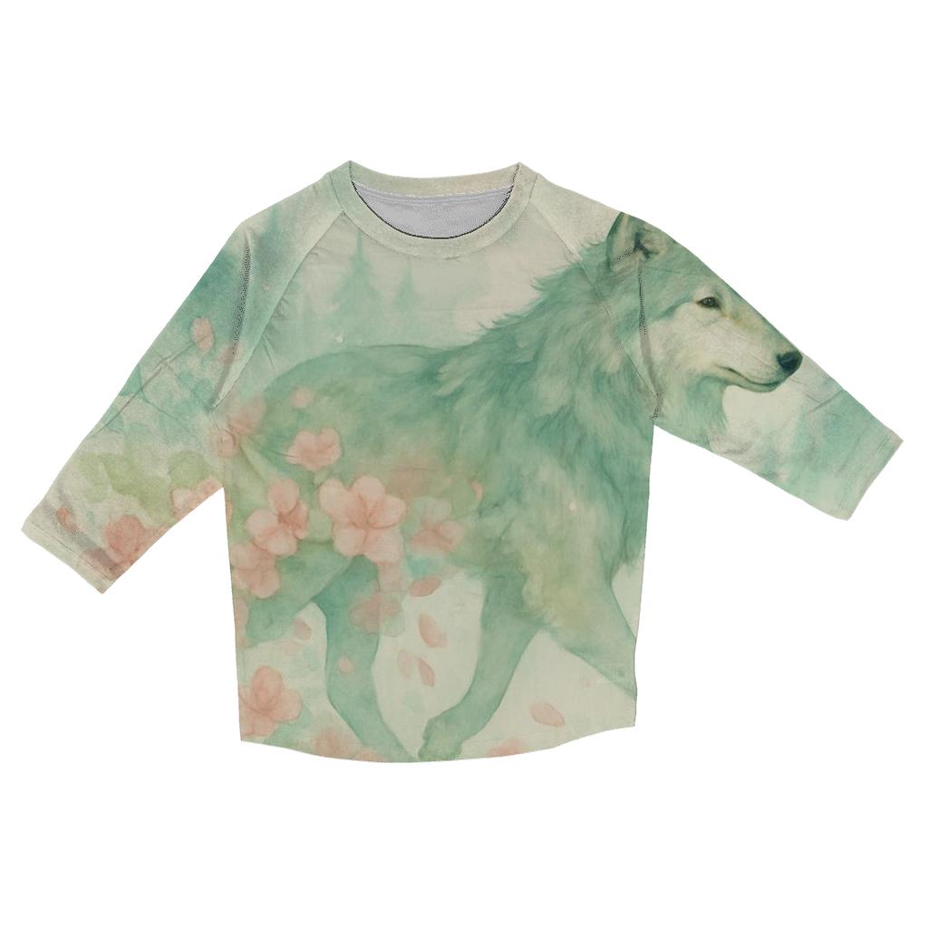 Forest Spirit Blossom Wolf custom 3/4 sleeve shirts