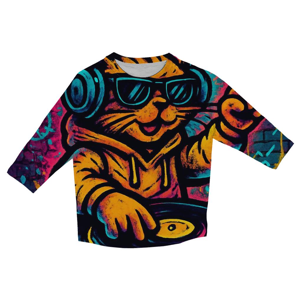 Graffiti Alley DJ Cat cotton quarter sleeve shirts