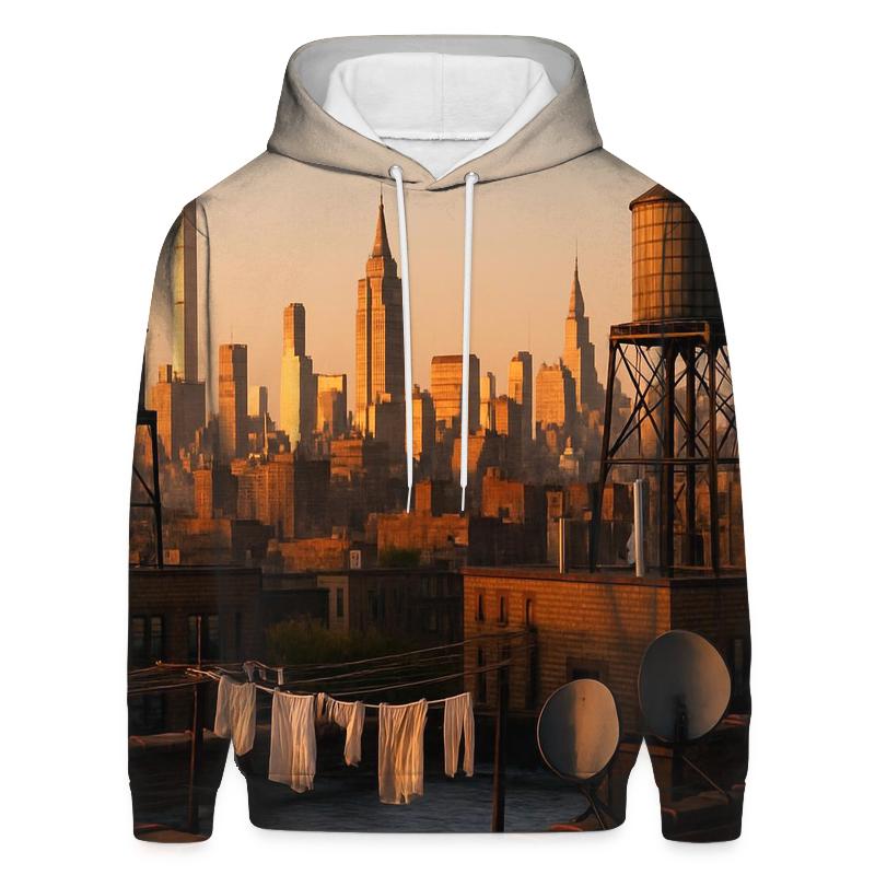 Harlem Rooftop Golden Hour Skyline lightweight hoodies