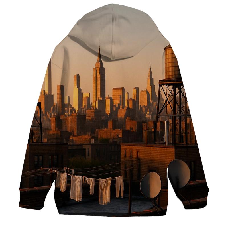 Harlem Rooftop Golden Hour Skyline lightweight hoodies