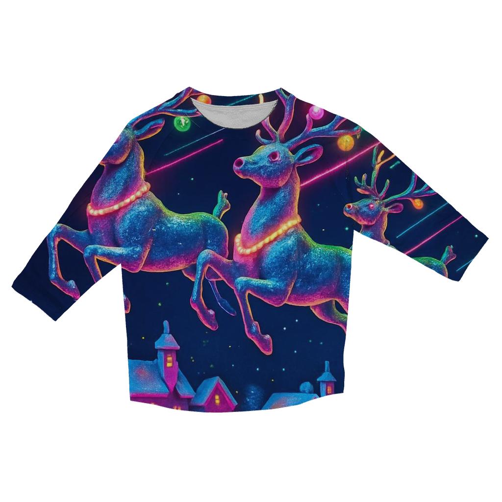 Cosmic Reindeer Light Parade stylish quarter sleeve tops