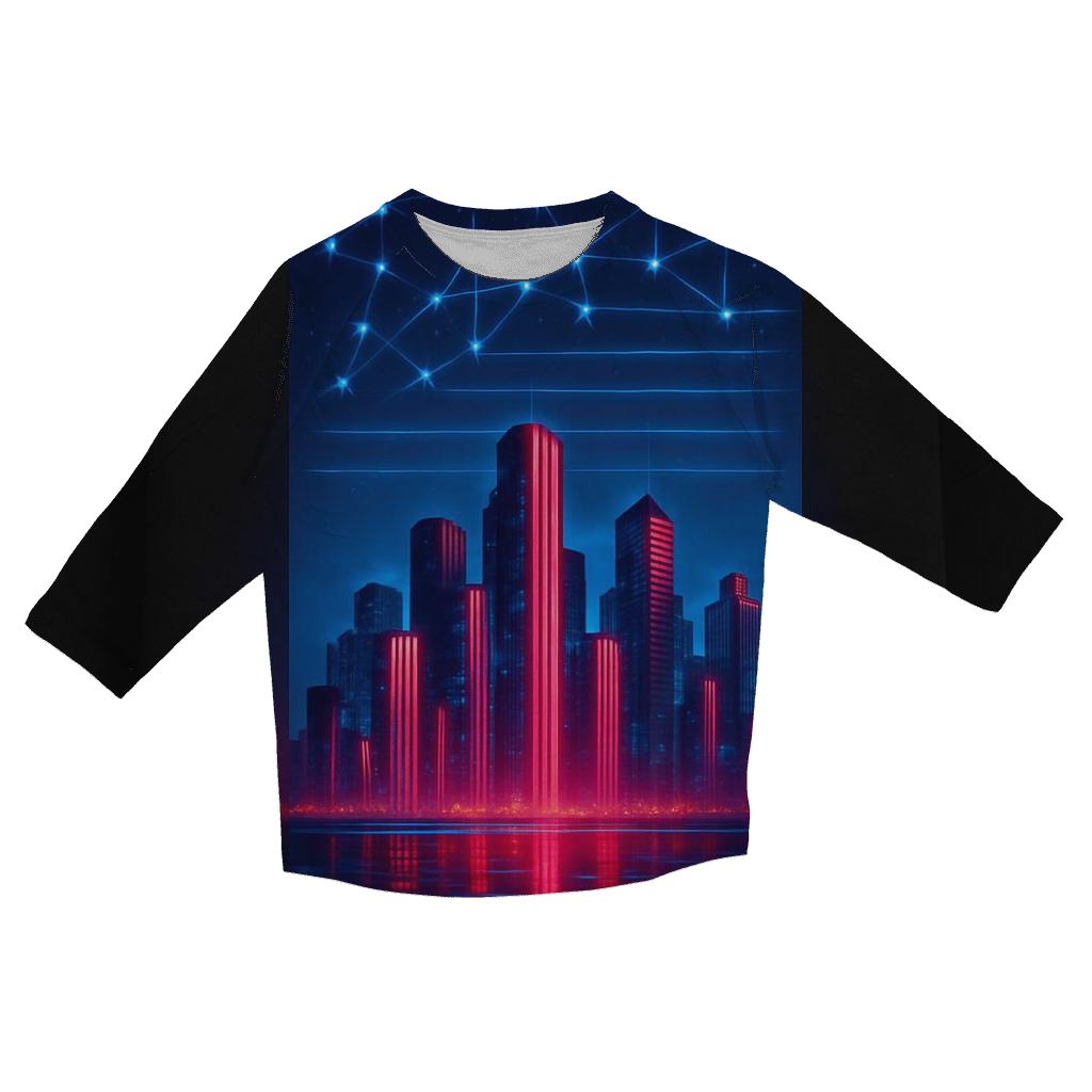 Neon Skyline Stripes printed three quarter sleeve shirts