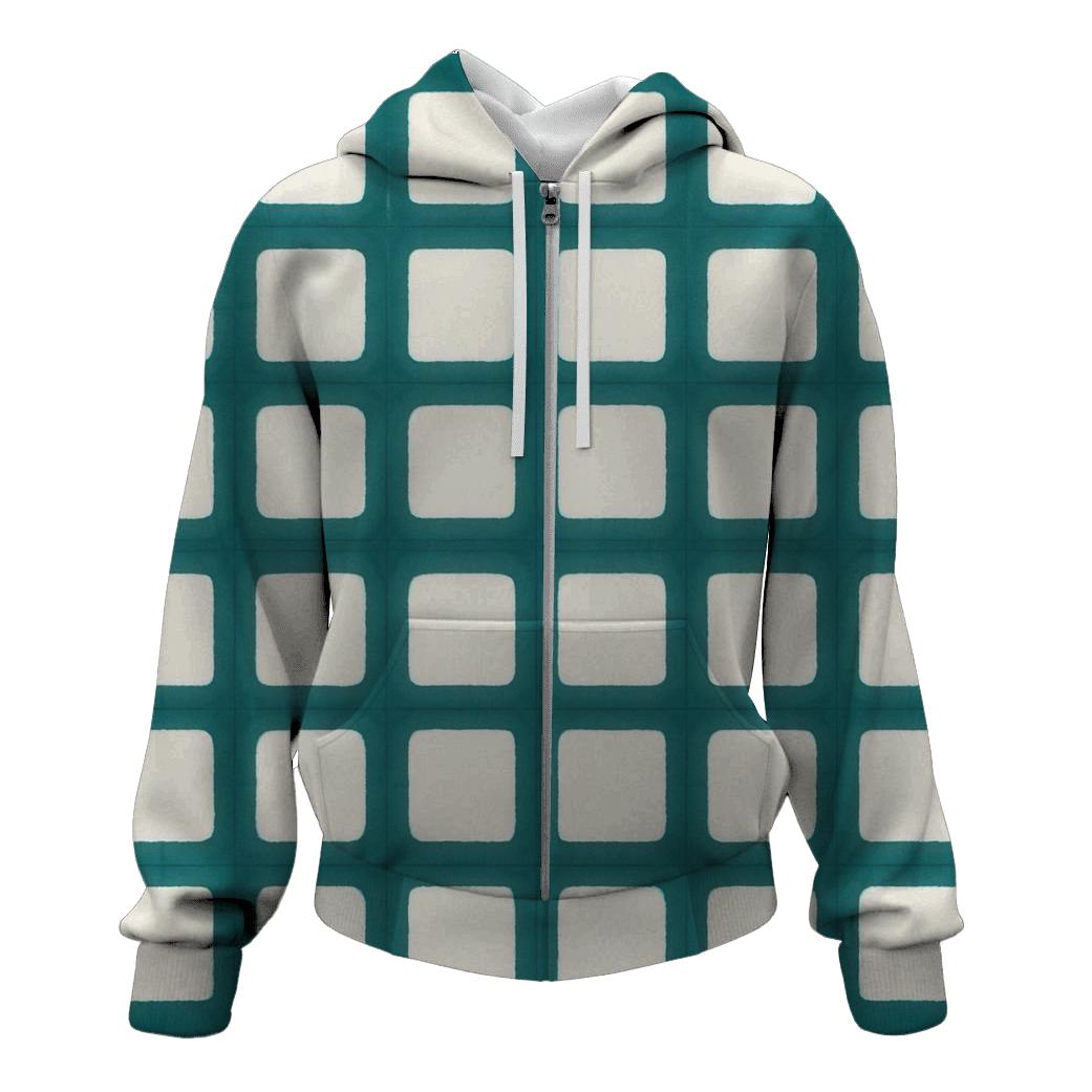Itajime Teal Window Grid hoodie designs