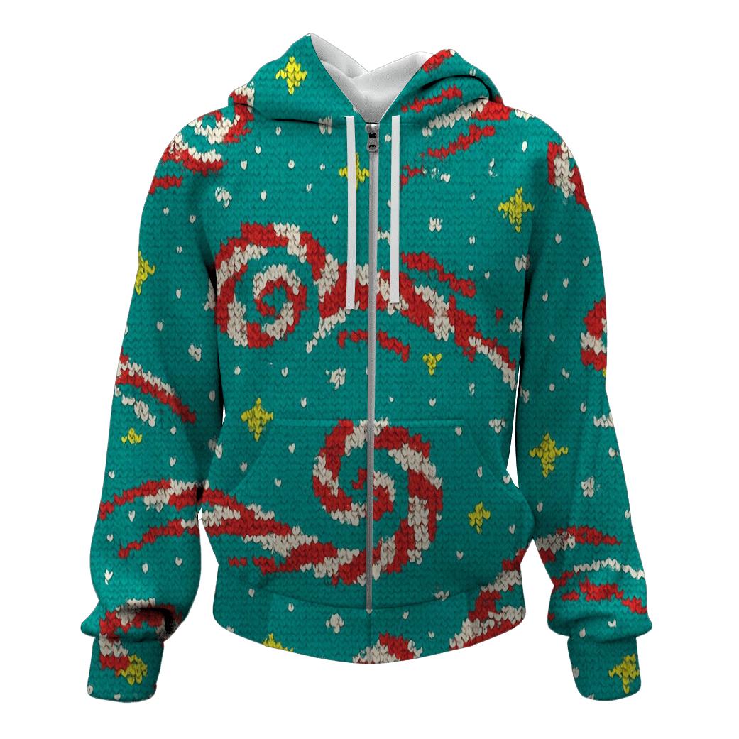 Candy Cane Comet Spiral Tiles printed hoodies