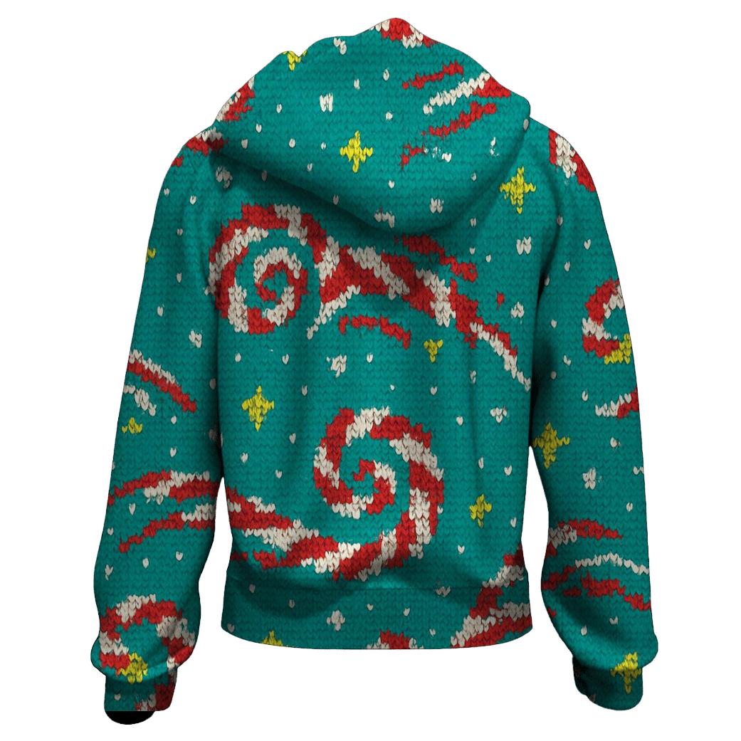 Candy Cane Comet Spiral Tiles printed hoodies