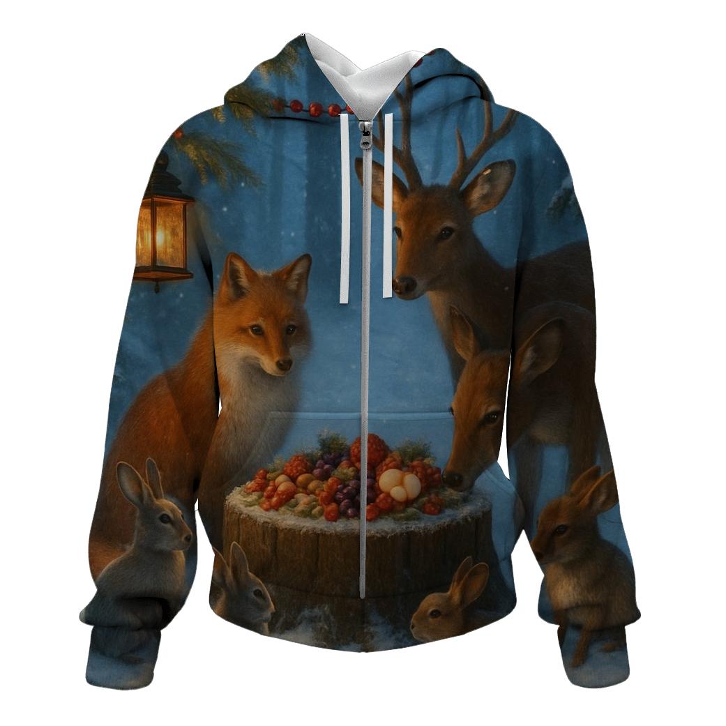 Woodland Christmas Feast For Animals pullover hoodies
