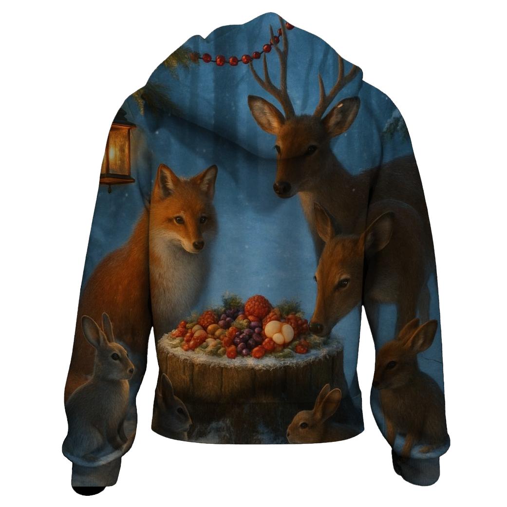 Woodland Christmas Feast For Animals pullover hoodies
