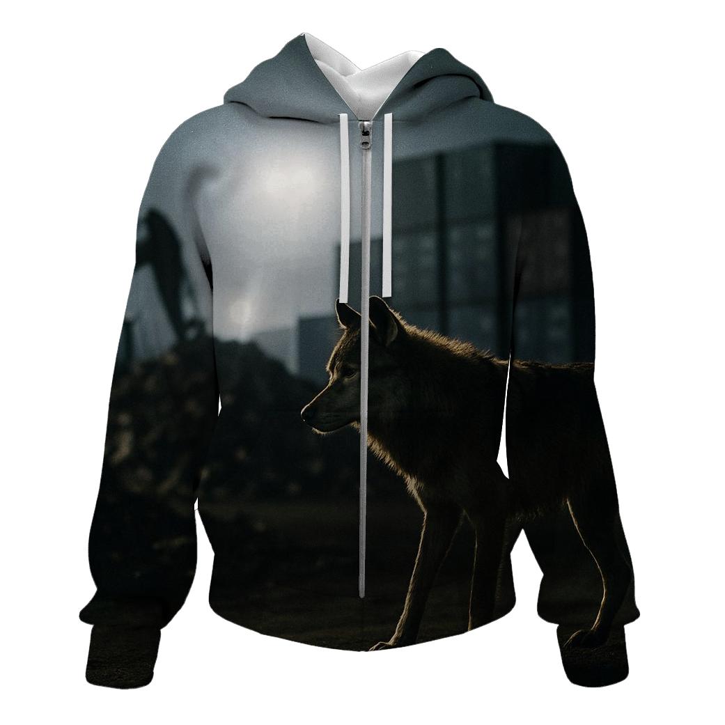 Industrial Periphery Nighttime Scavenger Wolf hoodies fashion