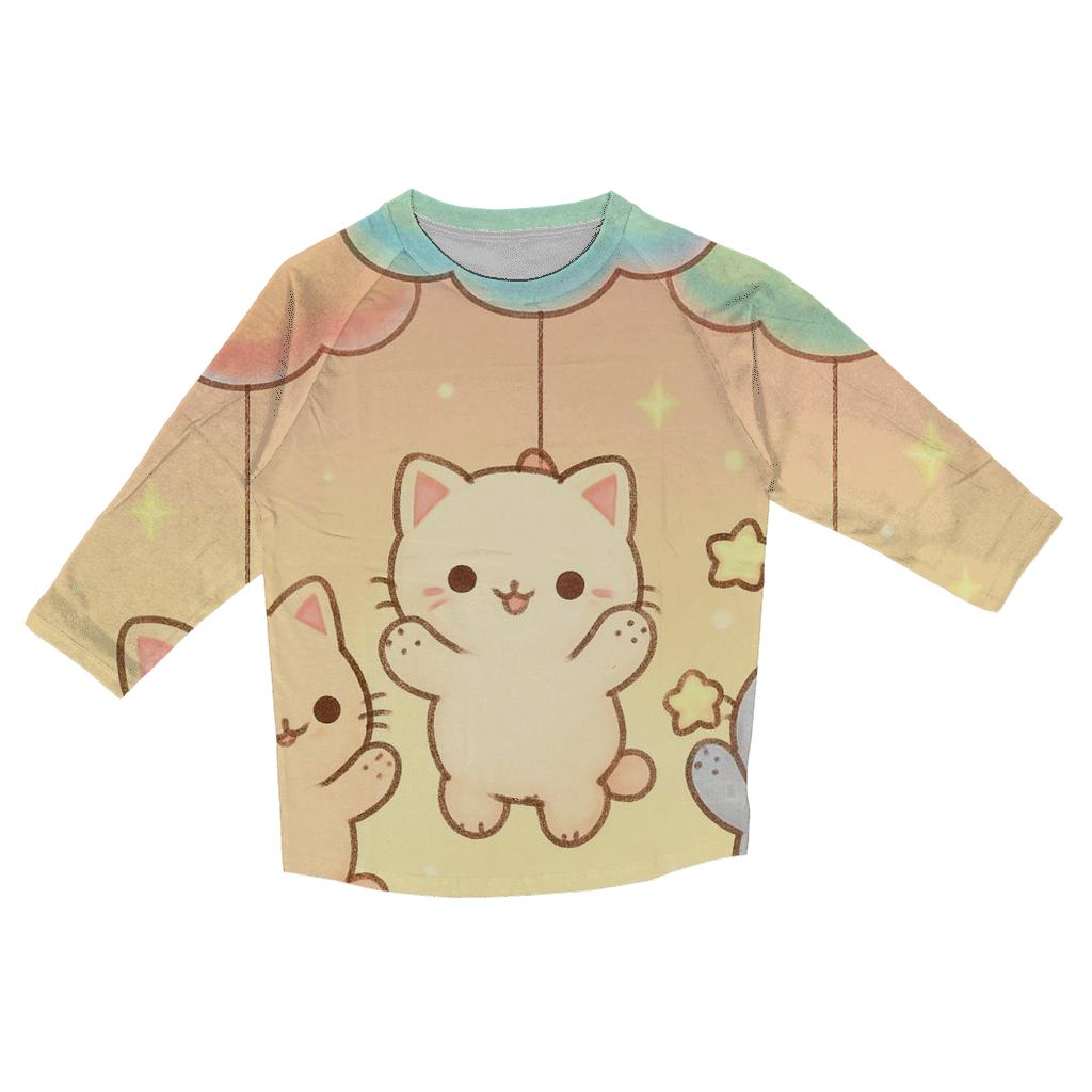 Pastel Balloon Cloud Kittens fashion 3/4 sleeve shirts