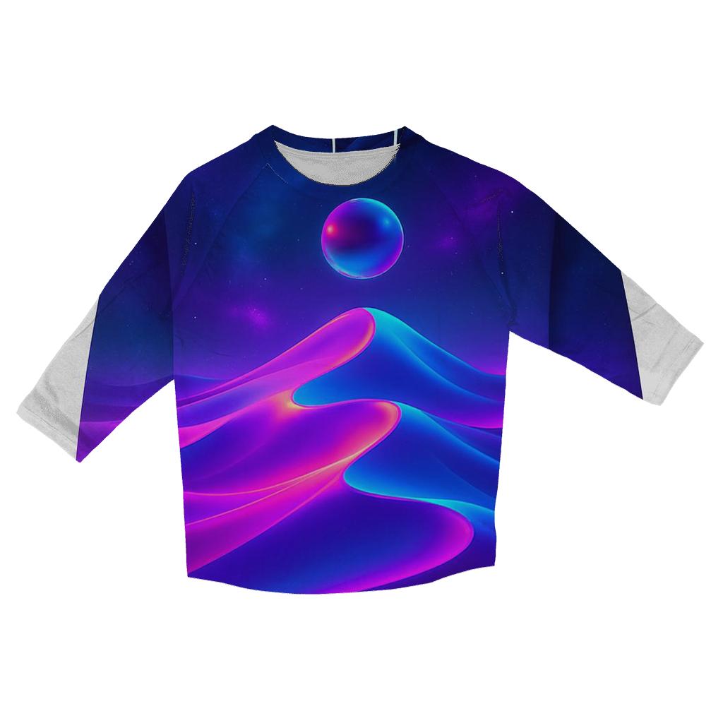 Neon Mirage Gradient Dunes printed three quarter sleeve shirts