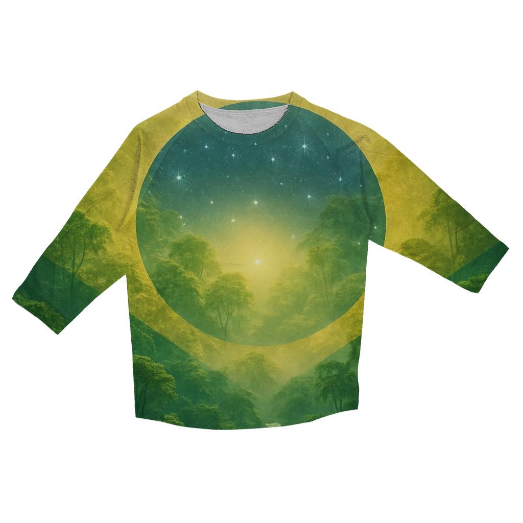 Brazilian Flag Rainforest Double Exposure trendy 3/4 sleeve tops