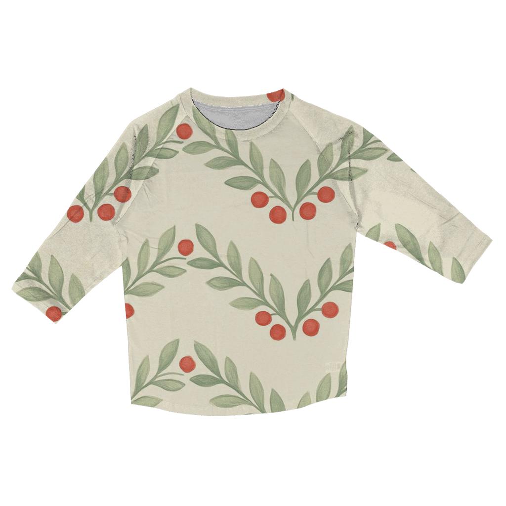 Emerald Holly Chevron On Ivory fashion 3/4 sleeve shirts