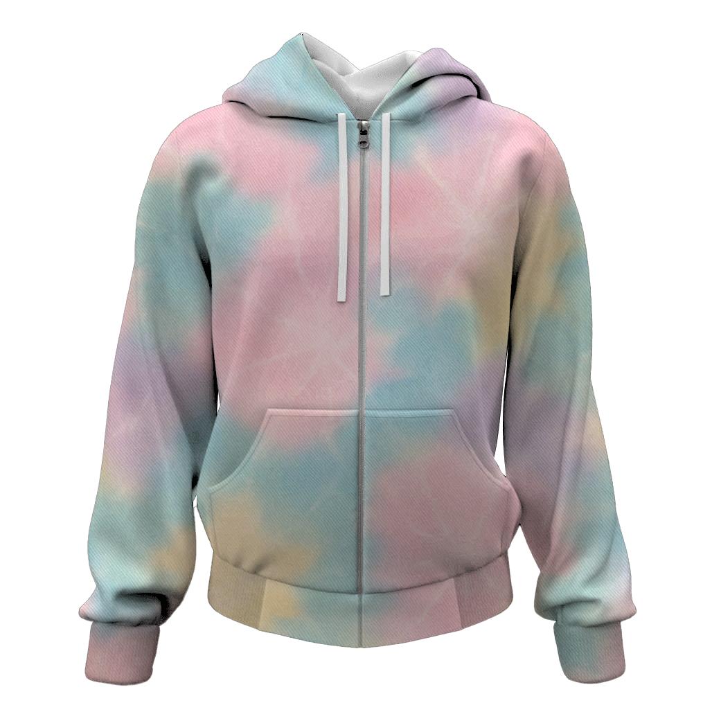 Pastel Rainbow Crumple Field zip-up hoodies