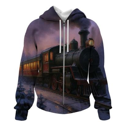 Silent Night Train Through The Snow graphic hoodies