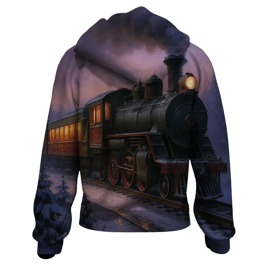 Silent Night Train Through The Snow graphic hoodies