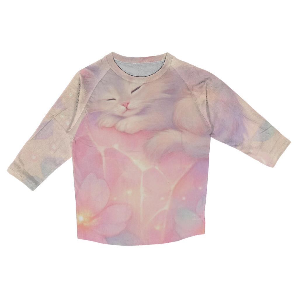 Crystal Garden Napping Cat designer 3/4 sleeve blouses