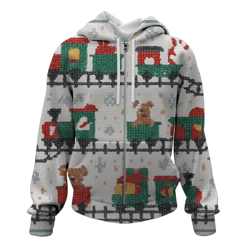 North Pole Toy Train Tracks pullover hoodies