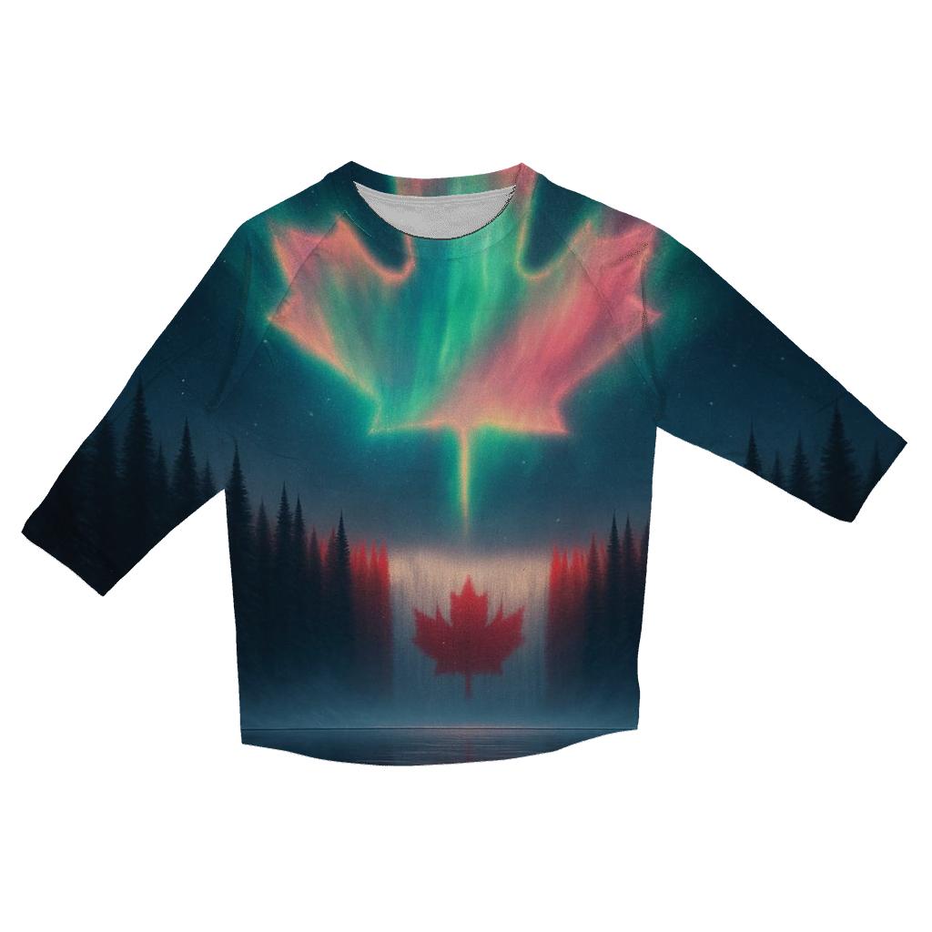 Canadian Flag Aurora Forest Reflection stylish quarter sleeve tops