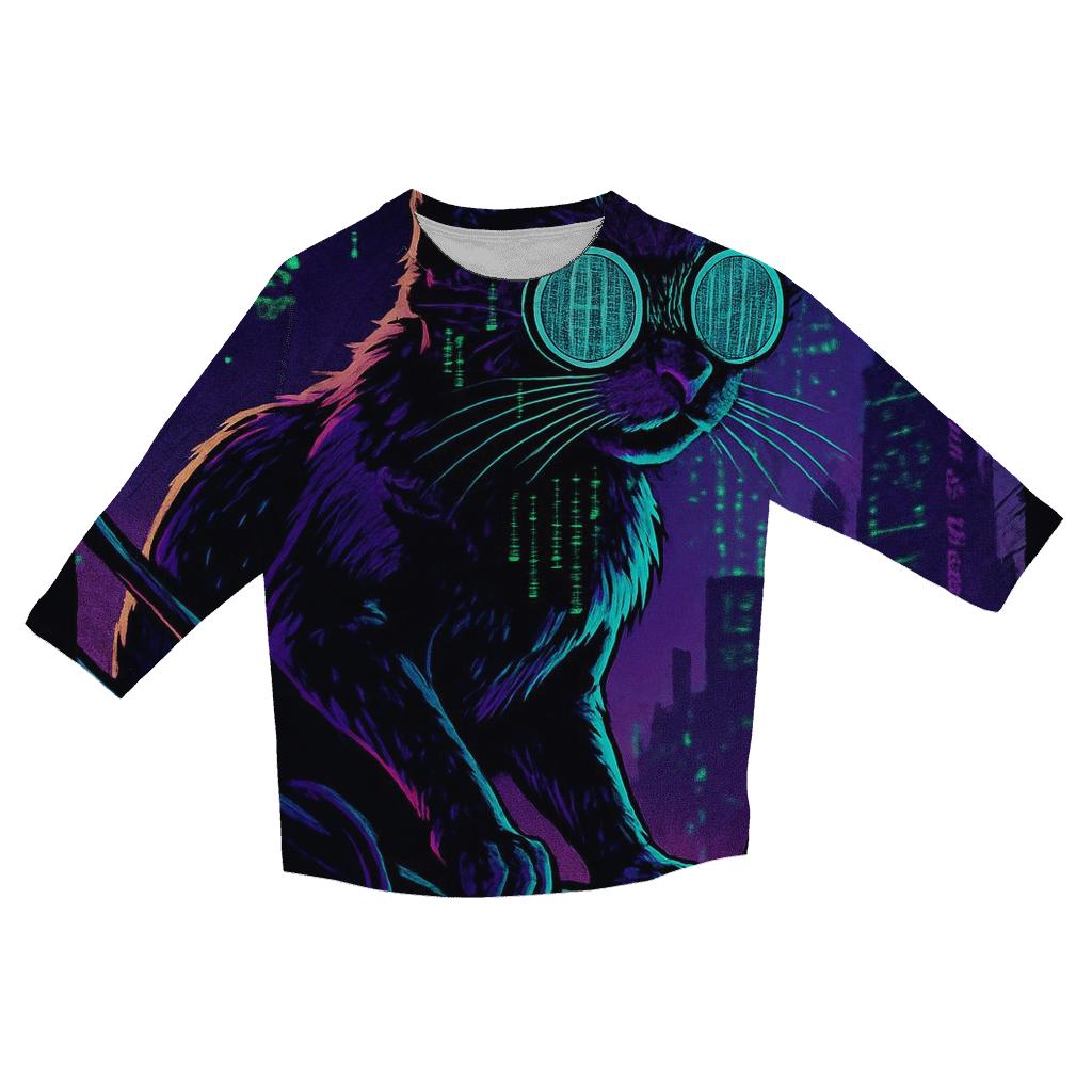 Cyber Oculus Hacker Cat cotton quarter sleeve shirts