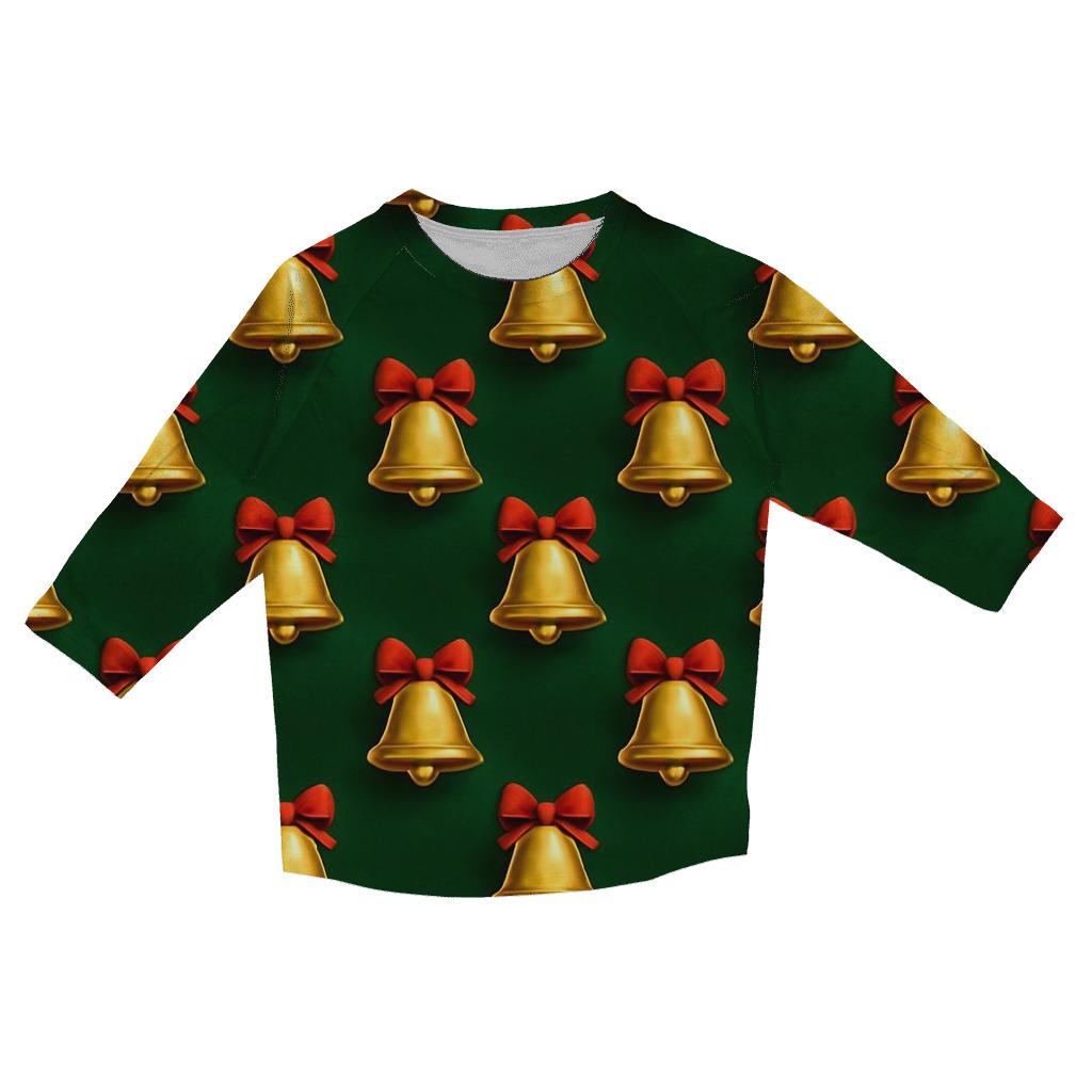 Golden Bell Glow Grid On Deep Green designer 3/4 sleeve blouses