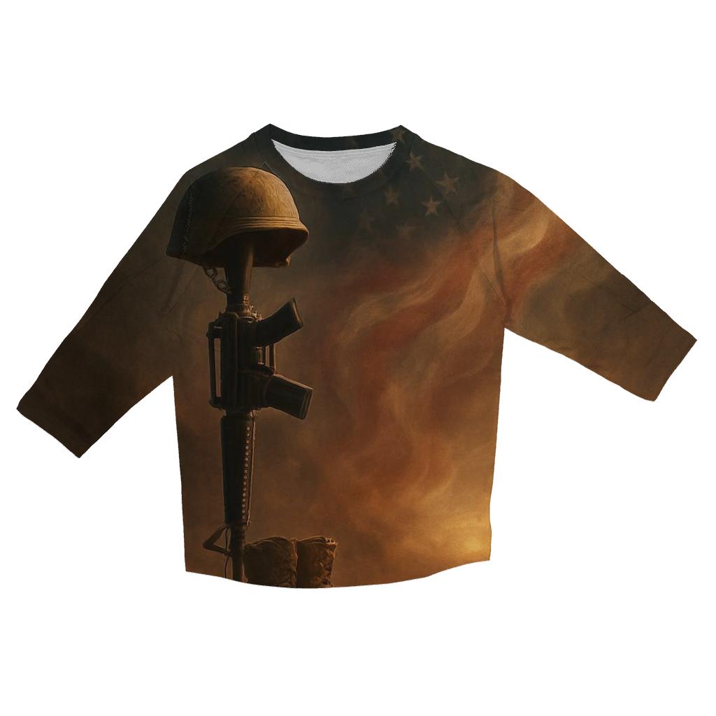 Silent Honor At The Battlefield Cross casual three quarter sleeve shirts