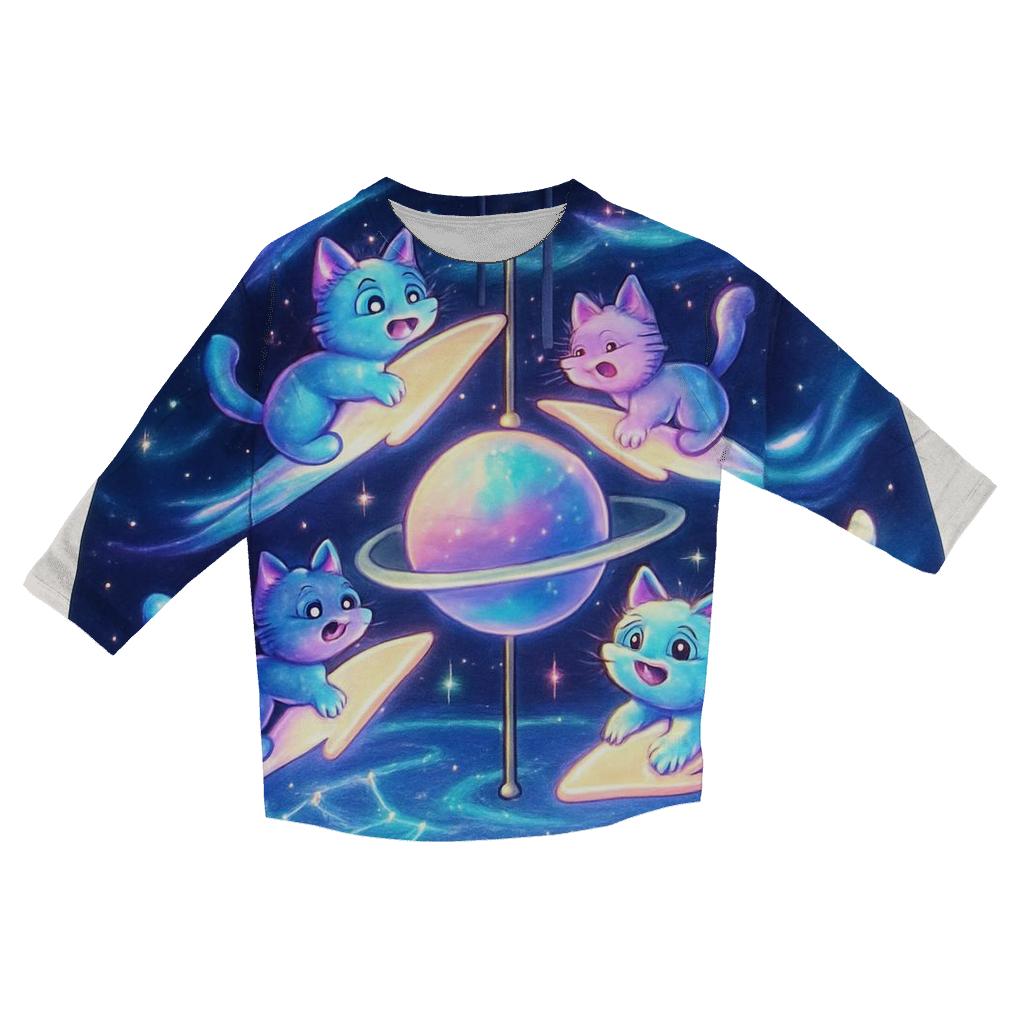 Cosmic Carousel Cats personalized 3/4 sleeve tees