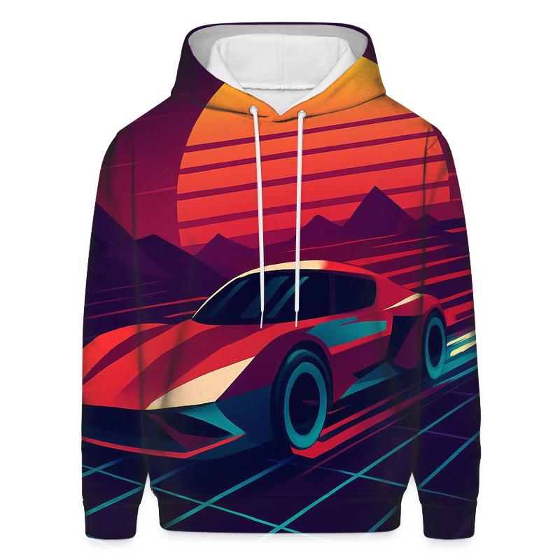 Retro Futurist Racing Grid embroidered hoodies