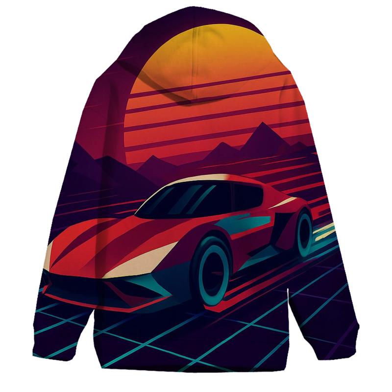 Retro Futurist Racing Grid embroidered hoodies