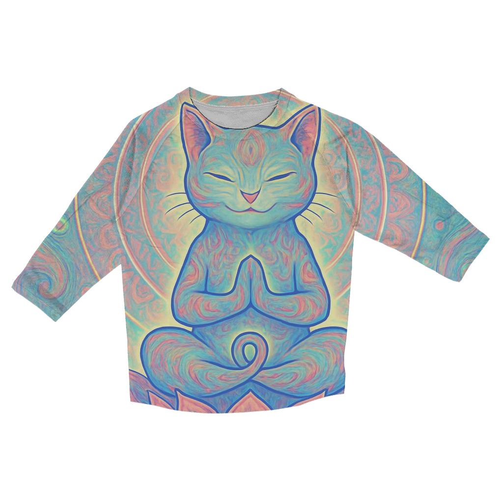 Psychedelic Lotus Meditation Cat personalized 3/4 sleeve tees