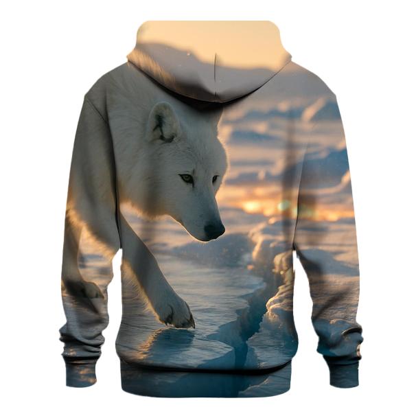 Frozen River Crossing Arctic Wolf premium hoodies