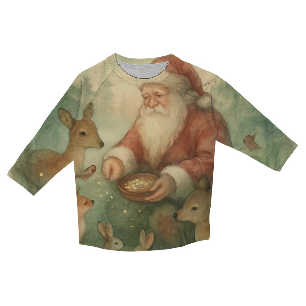 Cozy Forest Guardian Santa designer 3/4 sleeve blouses
