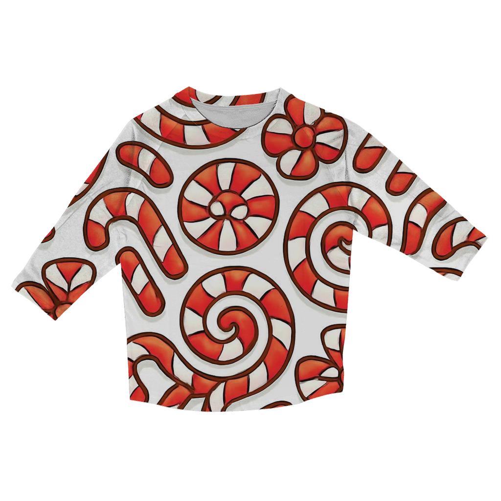 Candy Cane Spiral Tessellation On White cotton quarter sleeve shirts