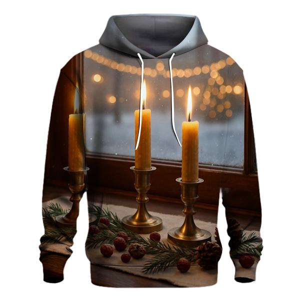 Candlelit Window With Falling Snow zip-up hoodies