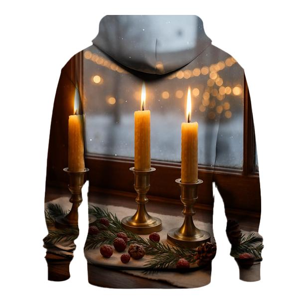 Candlelit Window With Falling Snow zip-up hoodies