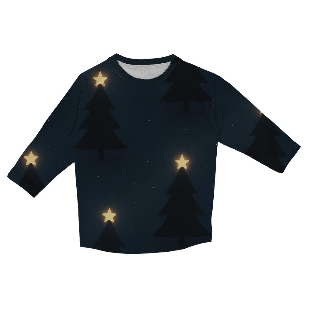 Midnight Christmas Tree Silhouette Constellation personalized 3/4 sleeve tees