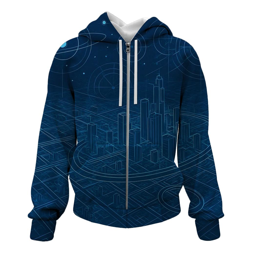 Celestial Blueprint City printed hoodies