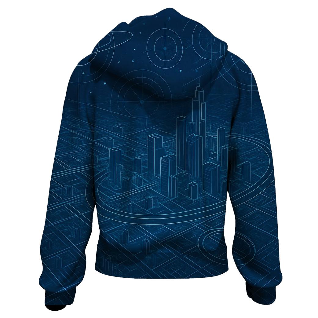 Celestial Blueprint City printed hoodies