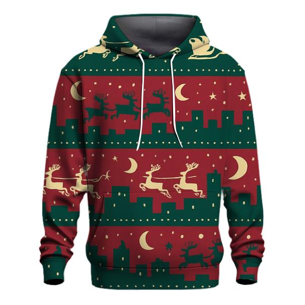 Santa Sleigh Skyline Rows lightweight hoodies