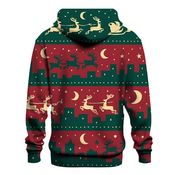 Santa Sleigh Skyline Rows lightweight hoodies