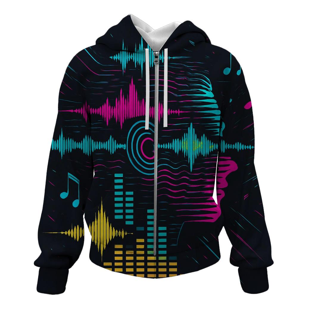 Prismatic Soundwave Portrait printed hoodies