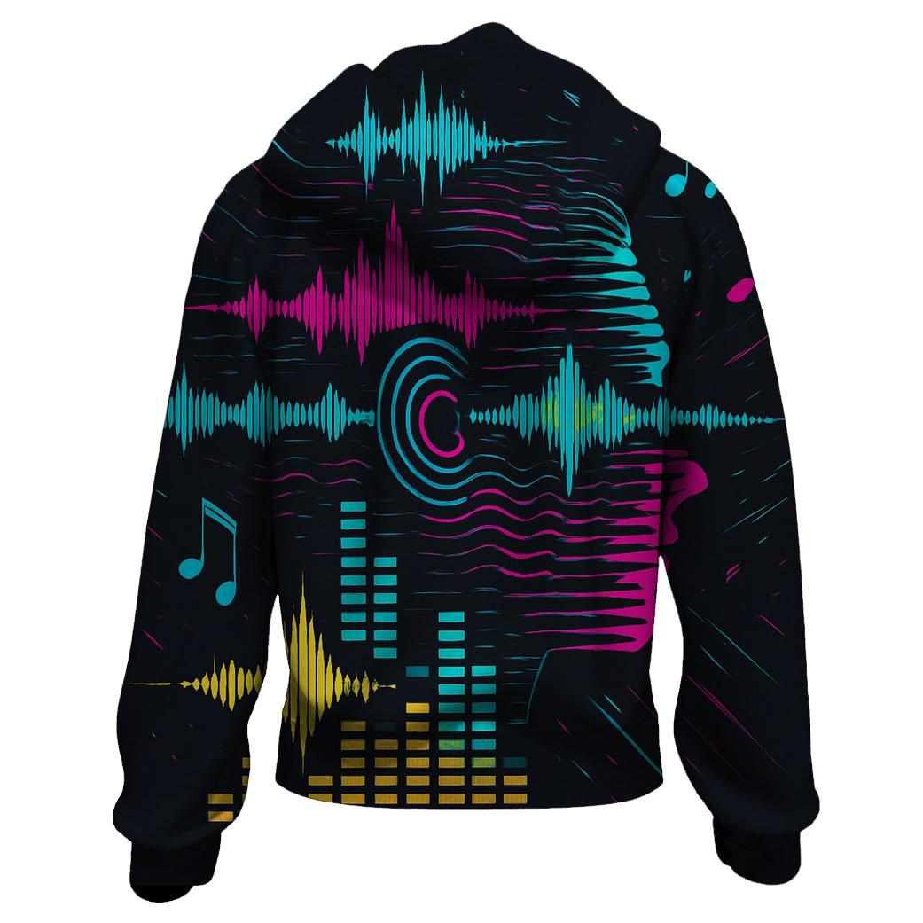 Prismatic Soundwave Portrait printed hoodies