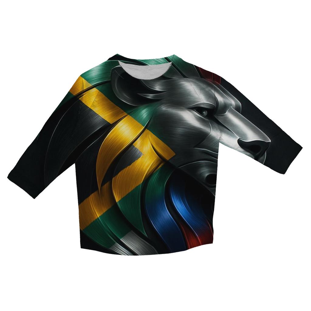 South African Flag Metallic Lion Silhouette trendy 3/4 sleeve tops