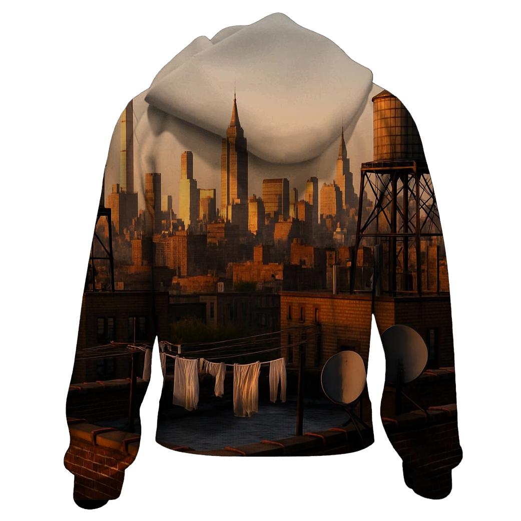 Harlem Rooftop Golden Hour Skyline embroidered hoodies