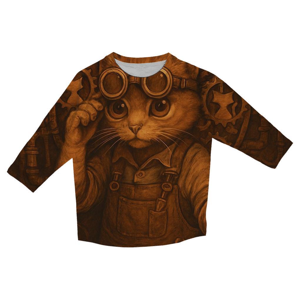 Steamwork Tinkerer Cat personalized 3/4 sleeve tees