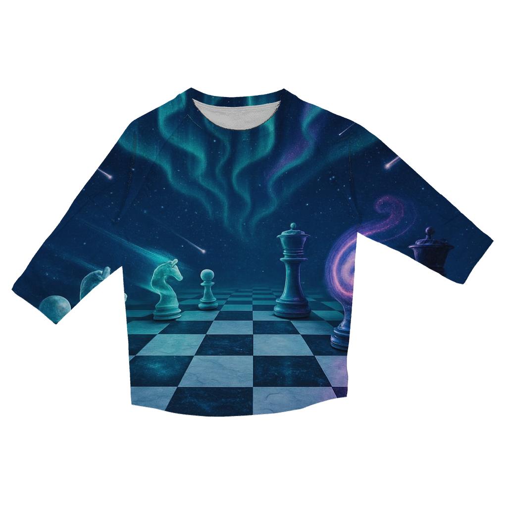Cosmic Chessboard Skies trendy 3/4 sleeve tops