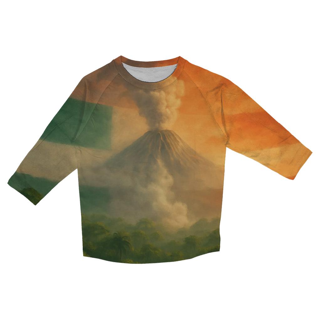 Mexican Flag Volcano And Forest Fusion printed three quarter sleeve shirts